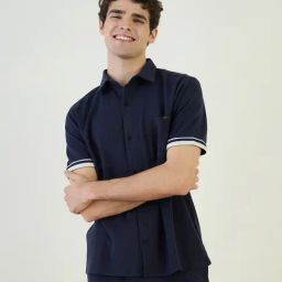 Iconic Blue Cotton Regular Fit Textured Shirts-picture-38