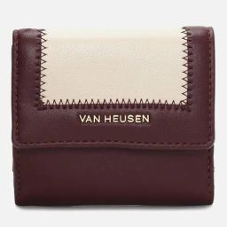 Van Heusen Maroon & Off White Leather Color Block Bi-Fold Wallet-image-82