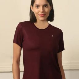 Soie Maroon Polyester Solid Short Sports T-Shirt-image-15
