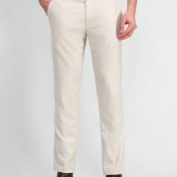 Arrow Cream Slim Fit Self Pattern Trousers-picture-19