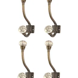 Indianshelf Grey & Brown 4 Pieces Printed Hooks-53