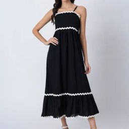 Moomaya Black Cotton Regular Fit Casual Dress-image-32