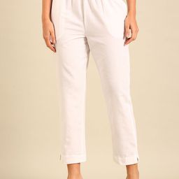 De Moza Women Mid-Rise Cotton Cropped Cigarette Trousers-image-32