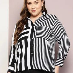 Qurvii + Black & White Striped Shirt-image-83
