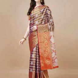 JUST FASHION Green Silk Zari Work Saree With Unstitched Blouse-image-79