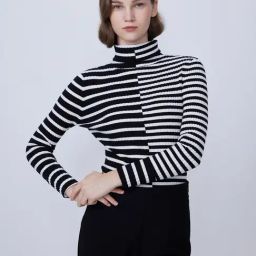 Cover Story Black & White Striped Pullover-image-101