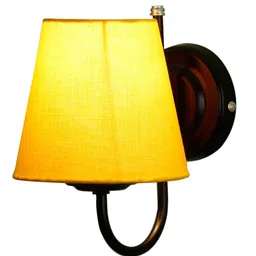 Devansh Yellow & Black Traditional Armed Sconce Lamp with Shade image 4