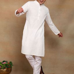 HERE&NOW Ethnic Motifs Embroidered Mandarin Collar Thread Work Straight Kurta-picture-15