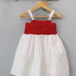 Woonie Girls Conversational Printed Gathered or Pleated Crochet Cotton Fit & Flare Dress-image-64