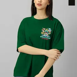 Parona Women Varsity 2 Drop-Shoulder Sleeves Pockets T-shirt-image-12