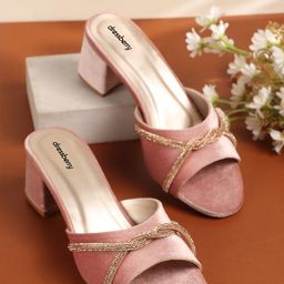 DressBerry Velvet Party Block Sandals-18