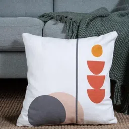 Aura White & Grey Geometric Printed Square Cushion Covers-23