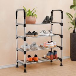 Myntra Elegant Homes Green & Black 4-Layers Steel High Quality Shoe Rack-37