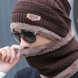 Alexvyan Men Self Design Acrylic Snow & Wind proof Beanie & Scarf-37