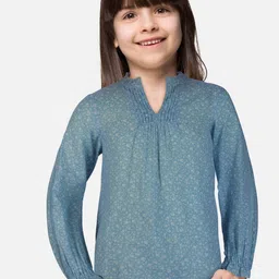 Gini and Jony Girls Blue & Beige Printed Crepe Top-picture-45