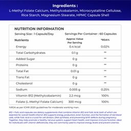 NATURALTEIN Vitamin B12 + Folate (60 Capsules) | 100% Clean & Additive-Free | Methylcobalamin & L-Methyl Folate | Supports Energy, Brain & Heart Health| Lab-Tested & Heavy Metal Free image 4