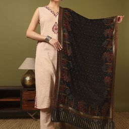 Kala Maison Floral Woven Design Jamawar Border Woolen Shawl-picture-37