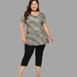 Womens Sea Green-Black Colour Check Print Nylon Plus Size Swim Suit Printed Women Swim-dress Light Green Swimsuit-image-98