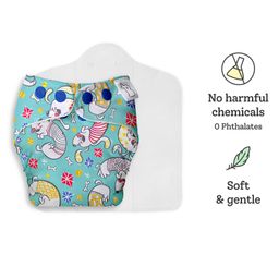 SuperBottoms UNO Cloth Diaper Pawsitively Happy Blue- Free Size-24