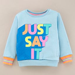Vitamins Full Sleeves Brushed Fleece Sweatshirts Text Printed - Crystal Blue-image-54