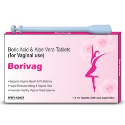 Westcoast Borivag Boric Acid and Aloe Vera, With Natural Aloe, Balances Feminine Flora, Promotes Moisture, Reduces Dryness, Recurring Discharge & Bad Odor- 1x10 Tablets-image-49