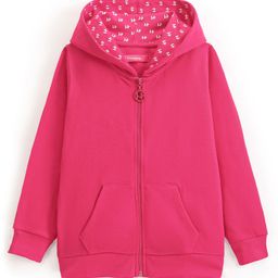 Honeyhap Premium Cotton Rich Brushed Fleece Solid Full Sleeves Hooded Sweatjacket with Bio Finish - Cabaret-image-46