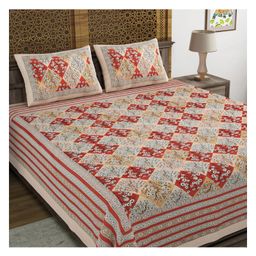 Blocks Of India  Design 15 Cotton Blocks Print  King Size Bedsheet-86