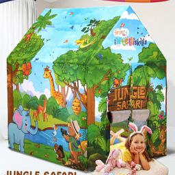 Intelliskills Jungle Safari Foldable Tent Playhouse for Indoor & Outdoor Play - Multicolour-10