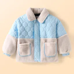 Kookie Kids Full Sleeves Winter Jacket with Quilted Design - Light Blue-picture-23