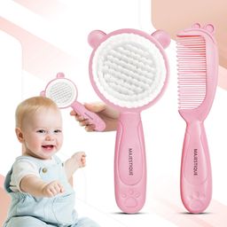 Majestique Baby Hair Care Set, Brush & Comb, Soft, Safe for Newborns to 5 Years 2Pcs - Pink-image-97