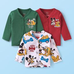Babyhug Disney Interlock Knit Full Sleeves Jhablas With Mickey Mouse Graphics Pack of 3 - Red Green & White-image-33