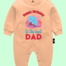 The Peppy Tend 100% Cotton Full Sleeves Happy Birthday To The Best Dad Text Printed Romper - Peach-picture-49