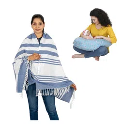nene MultiPurpose Woven Breastfeeding Shawl & Pillow Combo - Blue-picture-11