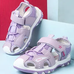 Cute Walk by Babyhug Velcro Closure Sandals With Lace Detailing - Purple-picture-25
