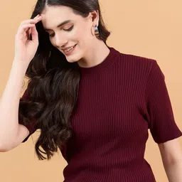 CLAPTON Women Woollen Anti Static T-shirt-image-95