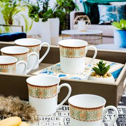 SONAKI White & Blue 6 Pieces Printed Mugs 110ml-21