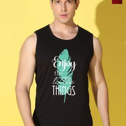 WOOSTRO 2Pcs Printed Super Combed Cotton Gym Vests VWS26(ENJOY BLACK)(RUN MAROON)-picture-8