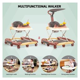 Baybee 2 in 1 Activity Baby Walker Cum Rocker for Kids with Adjustable Height Parental Push Handle Canopy Footmat & Music - Red image 5