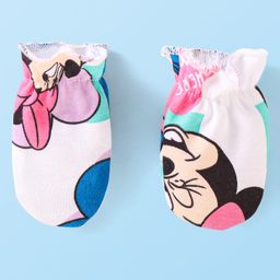 Babyhug Disney Interlock Knit Caps Mitten & Booties Set with Minnie Mouse Graphics White - Diameter 10 cm image 5