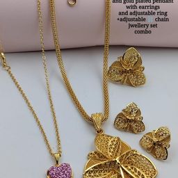 niva fashion Gold-Plated Floral Pendants with Chains-image-35