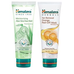 Himalaya Set of Moisturizing Aloe Vera Face Wash & Tan Removal Orange Peel-Off Mask-5