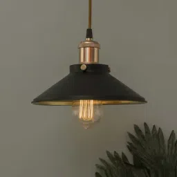 Homesake Black Metallic Cone Pendant Light with Rose Gold Holder - Set of 1-image-13