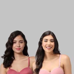 AROUSY Pink Cotton Demi Cup Bras - Pack Of 2-image-102