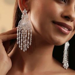 Rubans Rhodium Plated White Earrings for Women-picture-7