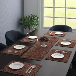 Saral Home Unique Brown Polyester 210 TC Placemats - Set of 6-81