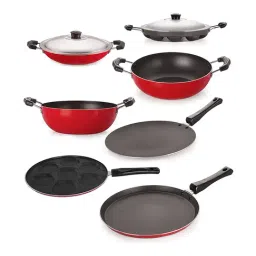 Nirlon Non-Stick Red Aluminium Kitchen Cooking Combo Essential Gift - Set of 7 Piece-10