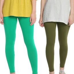 Dollar Missy Green & Olive Cotton Leggings - Pack of 2-image-100