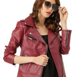 Leather Retail Brown Regular Fit Jacket-image-56