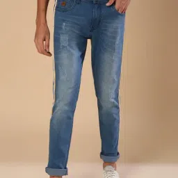 Campus Sutra Blue Heavily Washed Distressed Jeans-picture-1