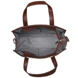 Toteteca Brown Color Block Medium Handbag image 4